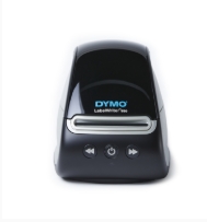 Black Dymo label maker with control buttons.