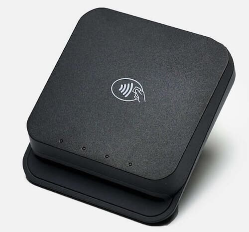 Wireless charging pad in black color.